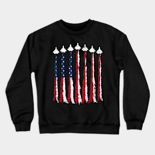 Fighter Jet Airplane American Flag Heart 4Th Of July Crewneck Sweatshirt